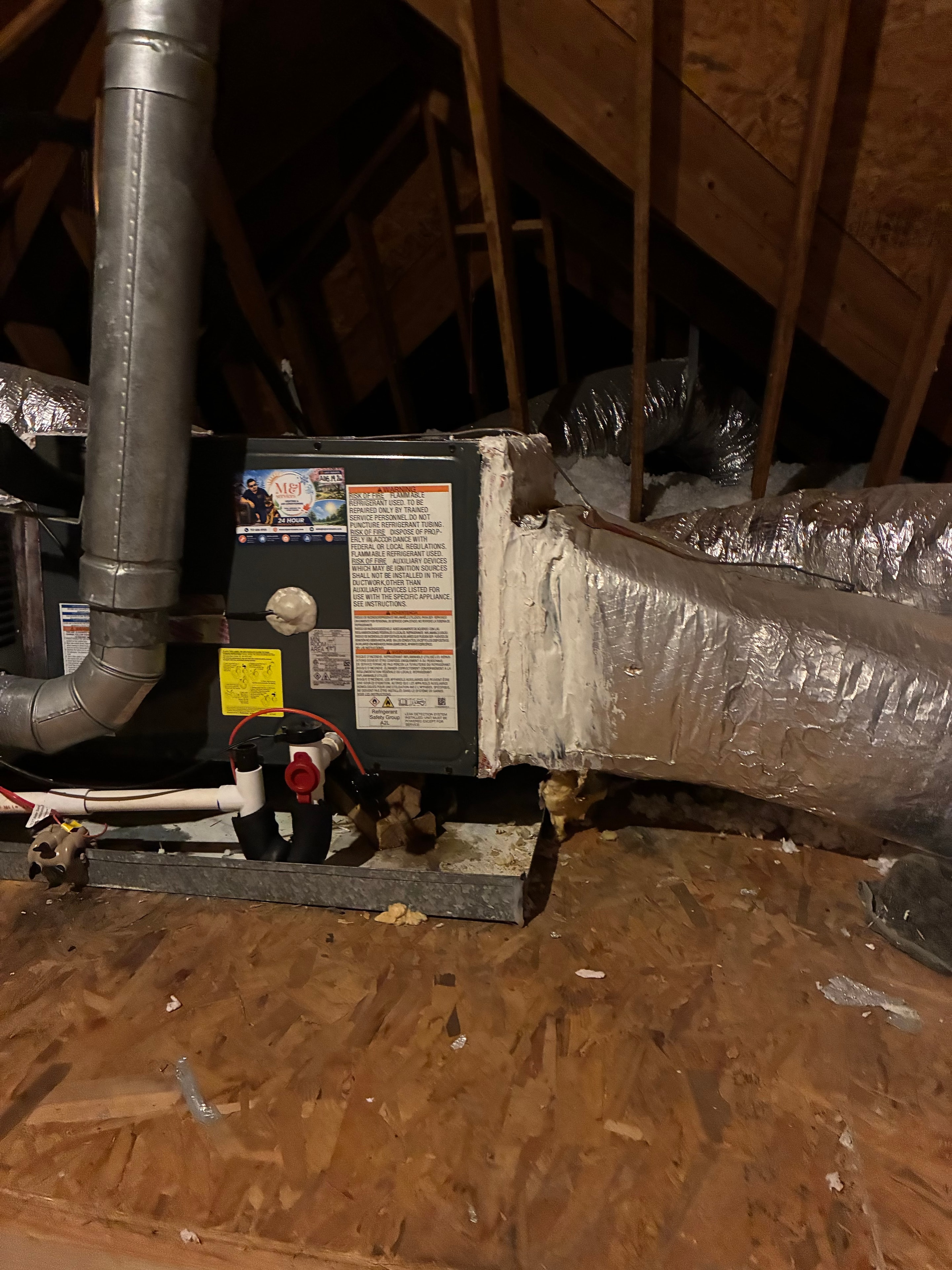 Attic air handler and ductwork installation